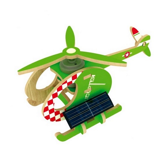 Деревянные 3D пазлы "Вертолет А" (на солнечной энергии, 13 дет.)