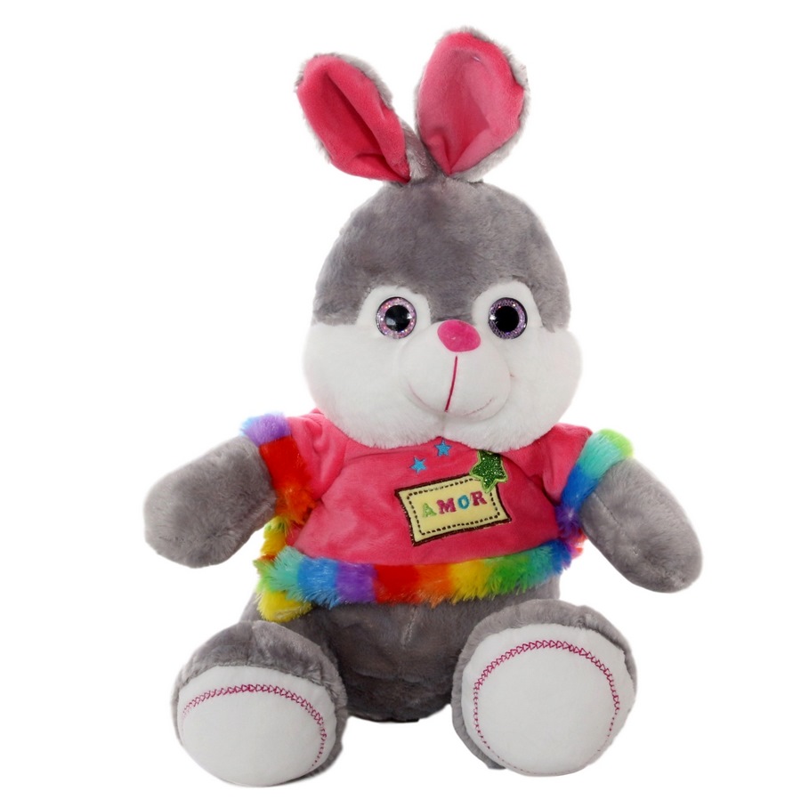 Мягкая игрушка "Заяц в кофте с вышивкой Amor" (20x33x18 см)