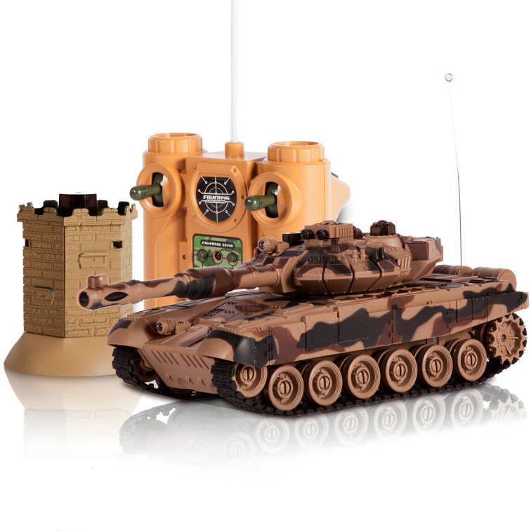 Танк Mioshi Army "Осада башни: T-90" с пультом (36 см, башня 13 см, свет, звук, камуфляж)