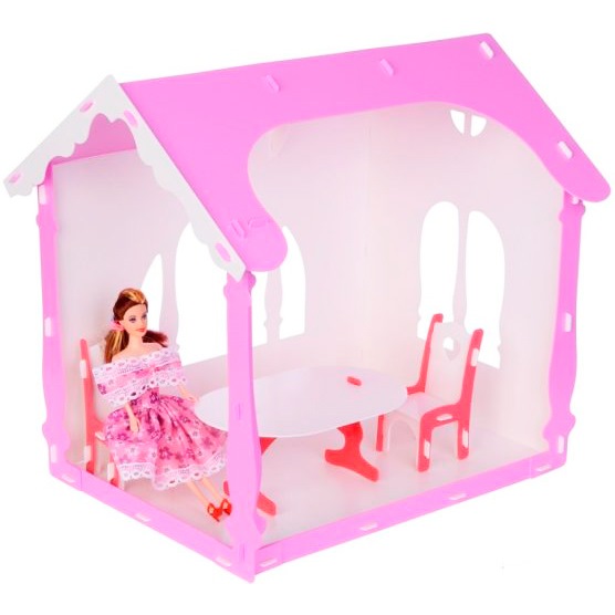 Летний дом "Вероника" с мебелью (бело-розовый) 000258