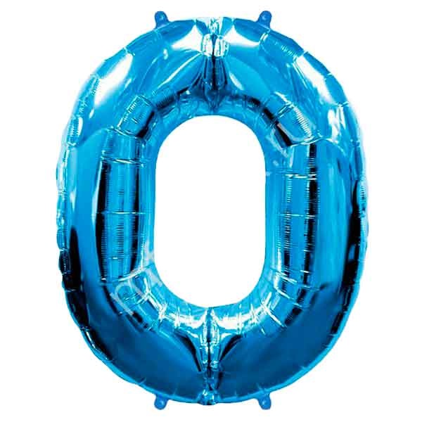 Воздушный шар "Цифра 0" (голубая, 36" 91 см, фольга)