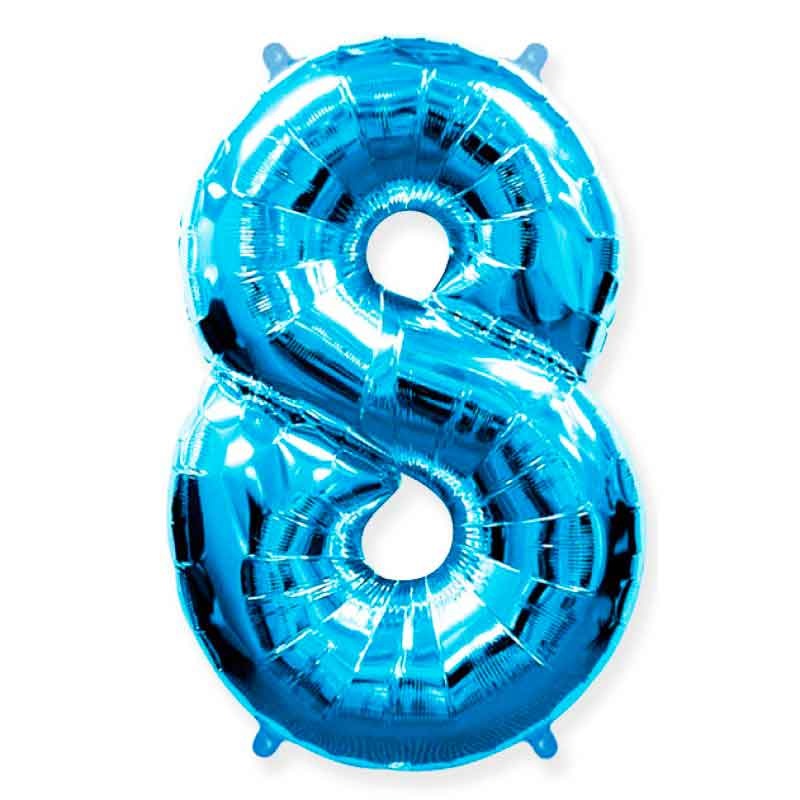 Воздушный шар "Цифра 8" (голубая, 36" 91 см, фольга)