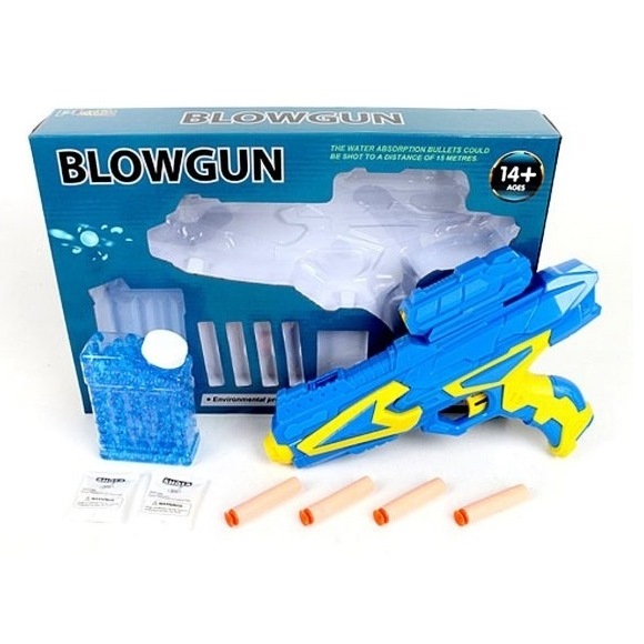 Бластер Blowgun (4 мягкие пули с присосками, емкость с гелевыми пулями, 2 сухие гелевые пули)