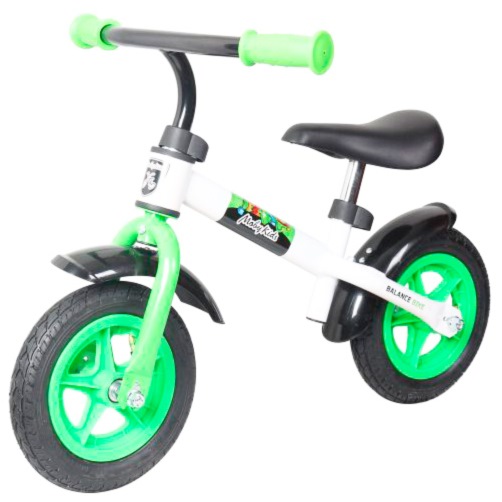 Беговел Moby Kids KidRun 10, 10" (надувные колеса, пластиков обод, крылья, бело-зеленый)