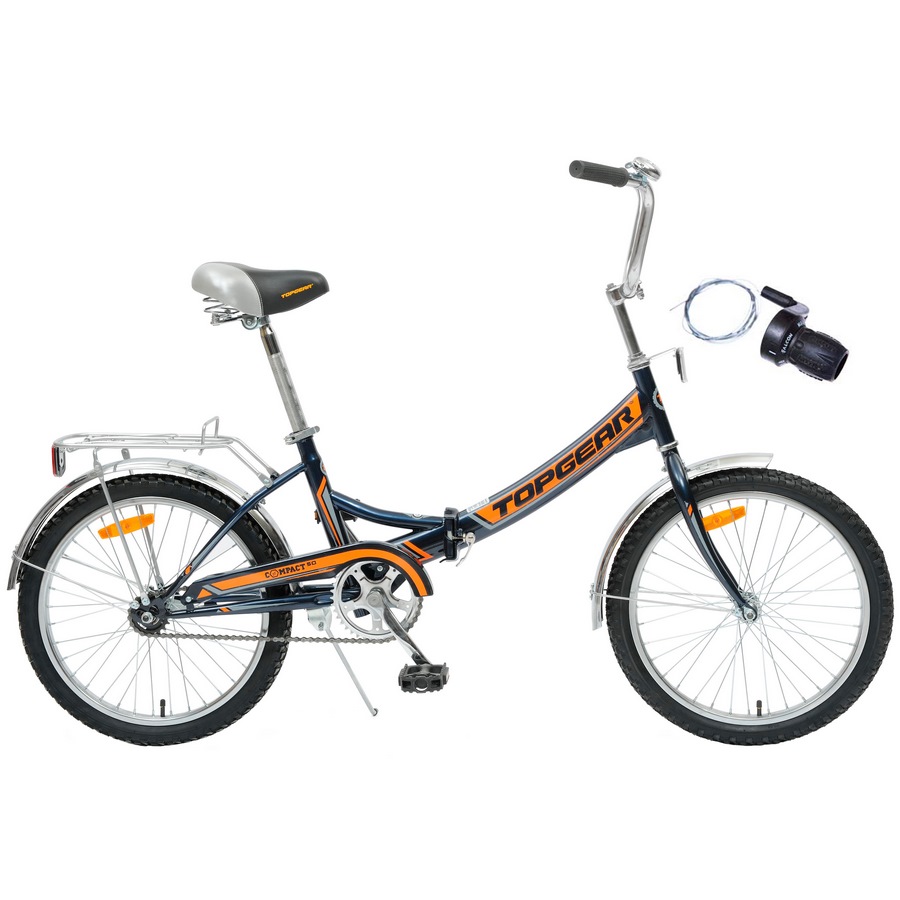 Велосипед Топ Гир Compact 50 20" 12.6" (складной, falcon, 6 скоростей, тормоза V-brake, черно-оранжевый)