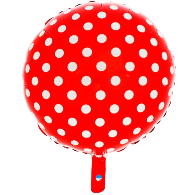 Воздушный шар "Горошек на красном" (фольга, круг 18")