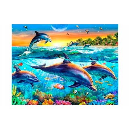 Картина по номерам "Дельфины и подводный мир" (40х50 см)