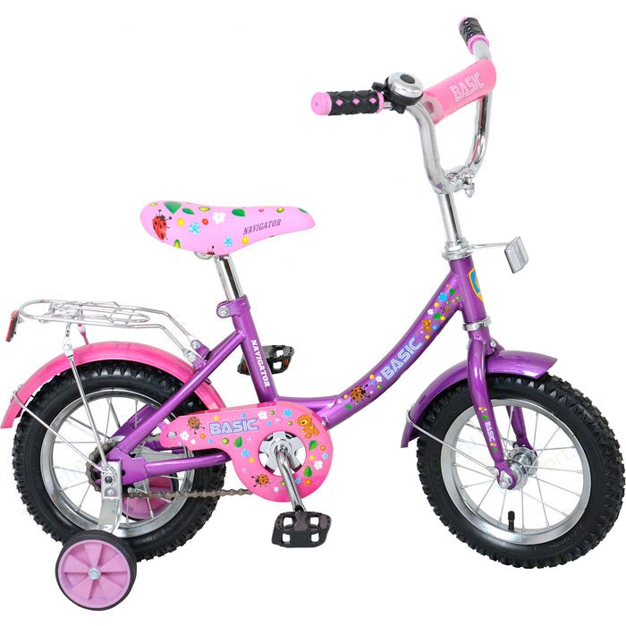 Велосипед Навигатор 12" Basic (багажник, розово-фиолетовый)