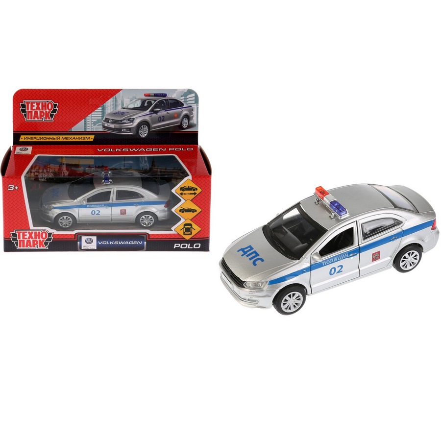 Машина "Технопарк" VW Polo Полиция (металл, 12 см)