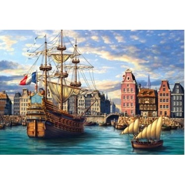 Холст с красками 40х50 см по номерам. (24цв.) СТАРЫЙ ПОРТ (Арт. Х-8239) Х-8239