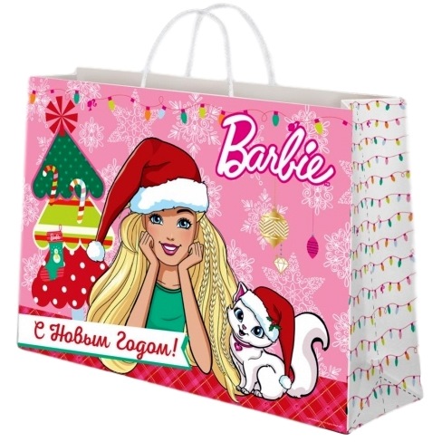 Пакет подарочный "Барби" С новым годом! (46х61х20 см)