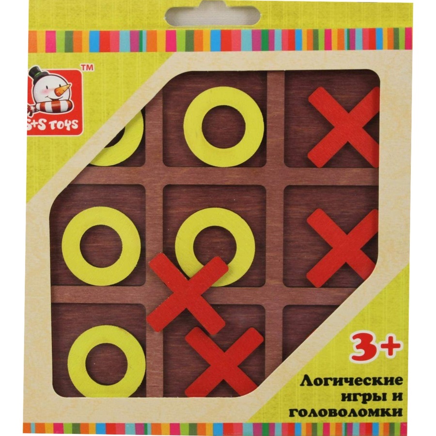 Игра "Крестики нолики" (14х14 см, цвет, дерево, коробка)