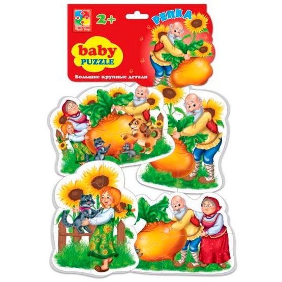 Мягкие пазлы Baby puzzle Сказки "Репка" NEW 4 картинки, 16 эл. VT1106-63