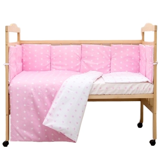 Борт в кроватку 40х360 "Подушечки" из 12-ти частей (розовый цвет) 4630018634797
