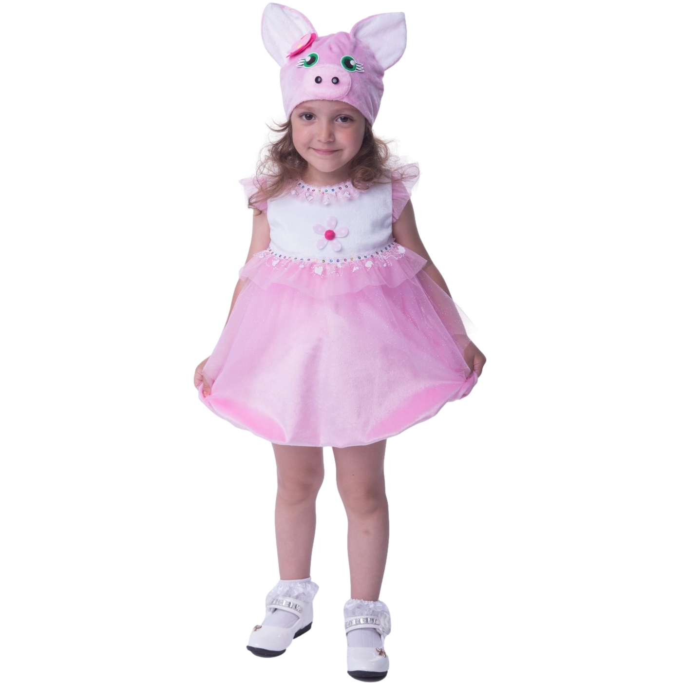 Карнавальный костюм "Свинка Мими" (платье, шапка) размер 104-52