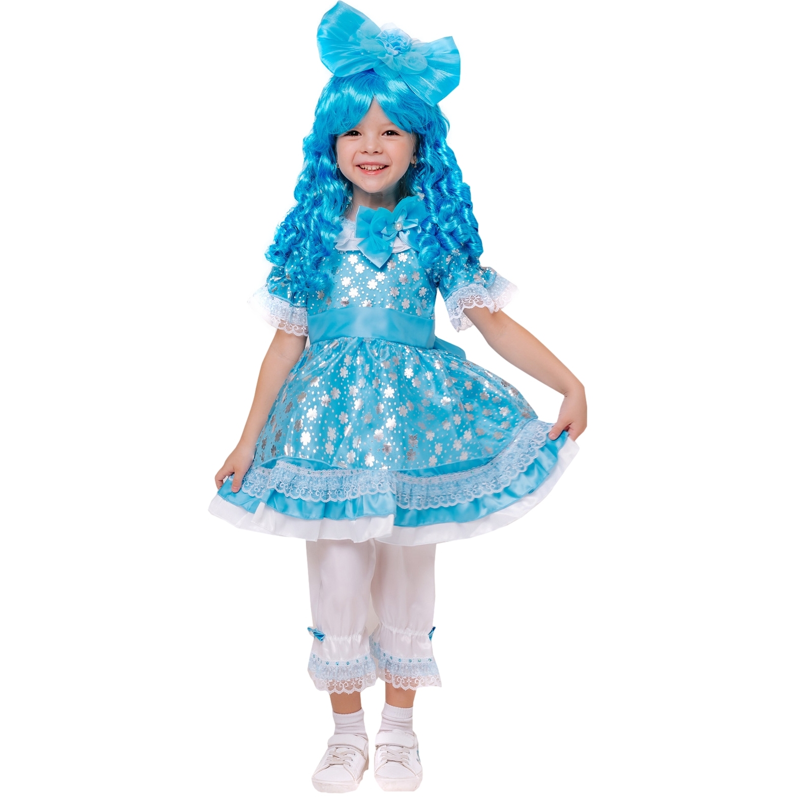 Карнавальный костюм "Кукла Мальвина" (платье,парик,панталоны,обруч) размер 110-56