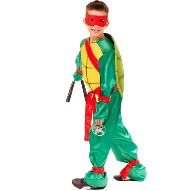 Карнавальный костюм "Черепашка Ниндзя" (куртка, брюки, маска, панцирь, звездочка и нун-чак