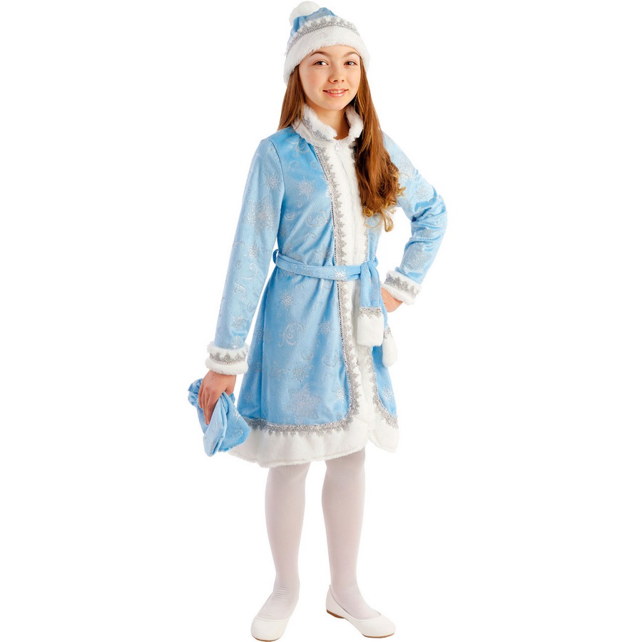 Карнавальный костюм "Снегурочка" ( шуба, шапка, варежки) размер 128-64