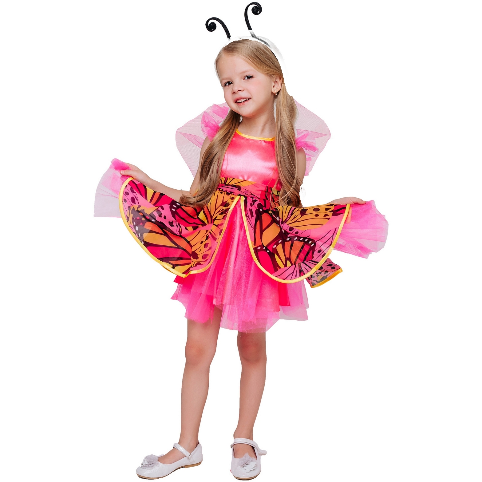 Карнавальный костюм "Бабочка" (платье, ободок) размер 110-56