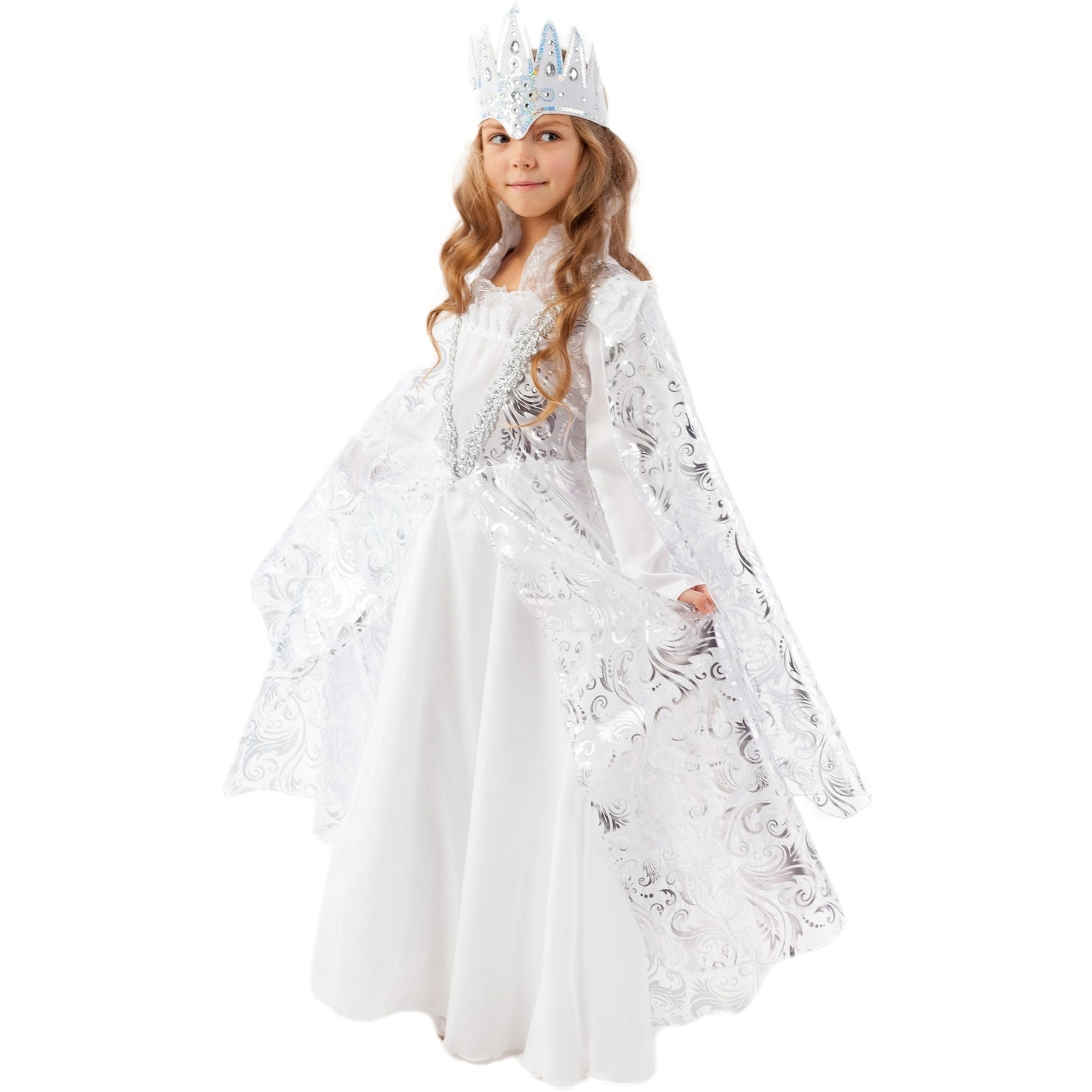 Карнавальный костюм "Снежная королева" (платье, корона) размер 122-64