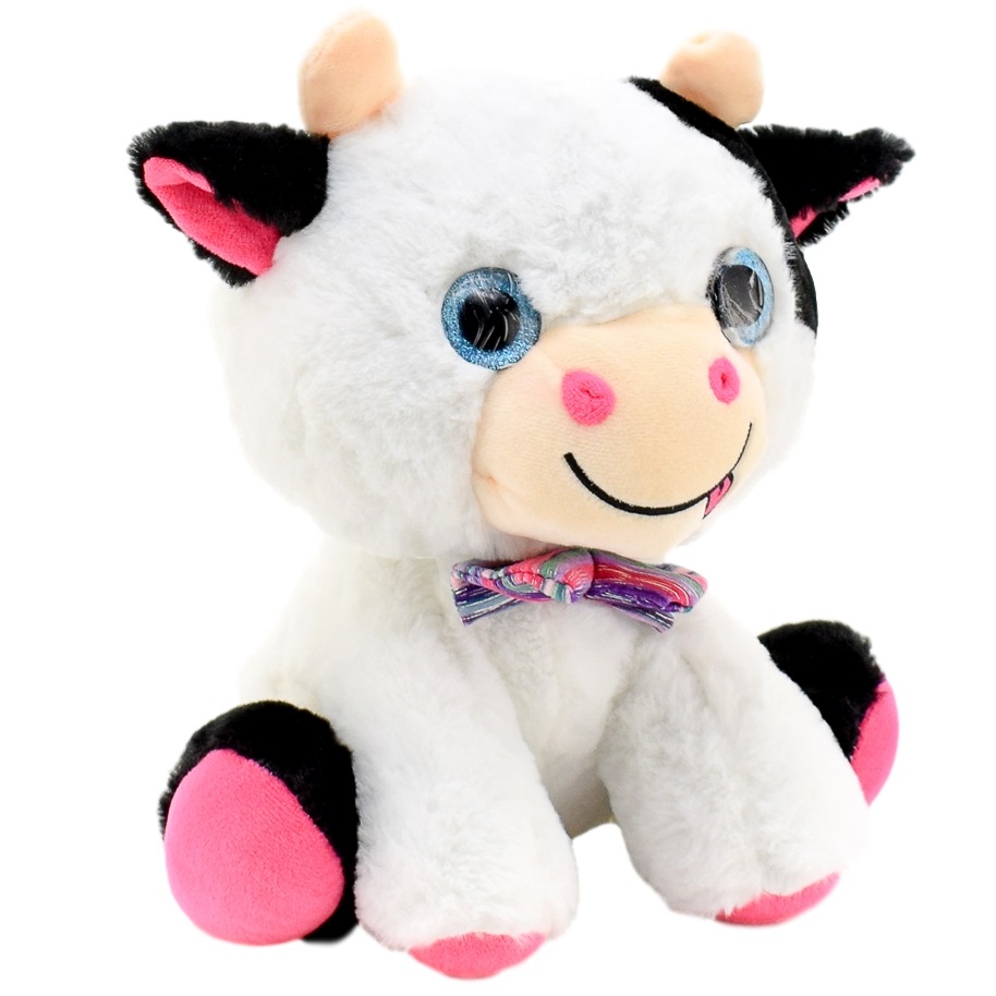 Мягкая игрушка "Корова с бантом" сидит (20x26x16 см)