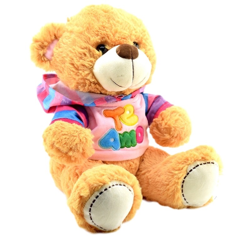Мягкая игрушка "Медведь в кофте с капюшоном Te Amo" (17x28x20 см)