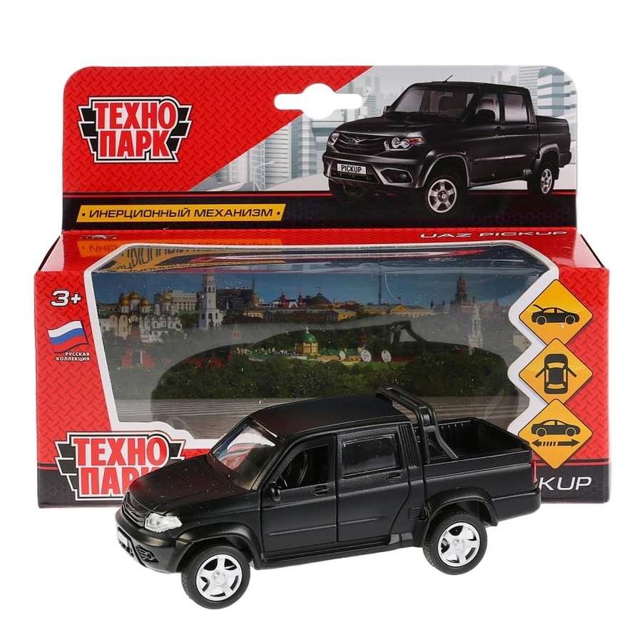 Машина Технопарк Uaz Pickup (матовый черный, 12 см)