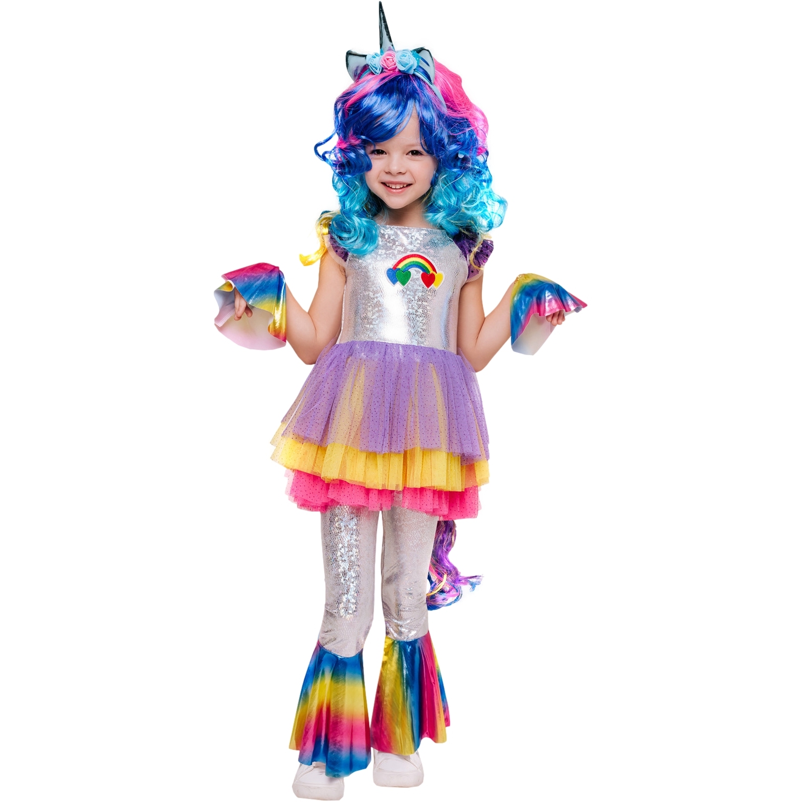 Карнавальный костюм "Пони Виви" (платье, легинсы, парик,ободок с ушками и рогом) размер 116-60