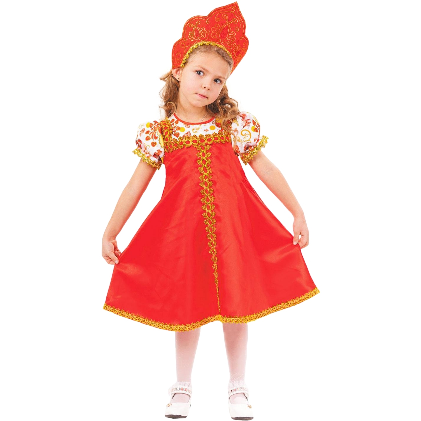 Карнавальный костюм "Красна-девица" (платье, кокошник) размер 134-68