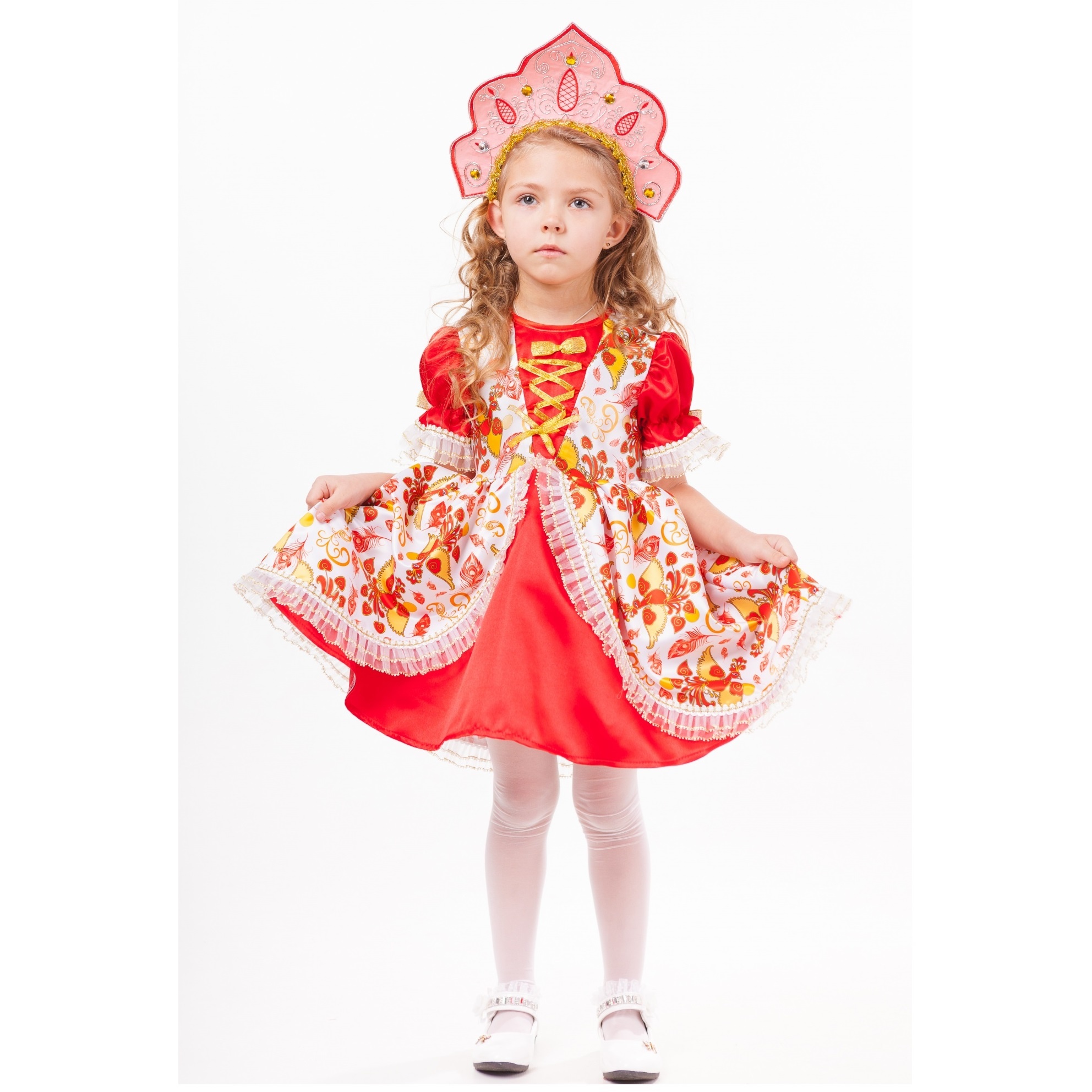 1017 к-18 карнавальный костюм "царевна" (платье, кокошник) размер 122-64
