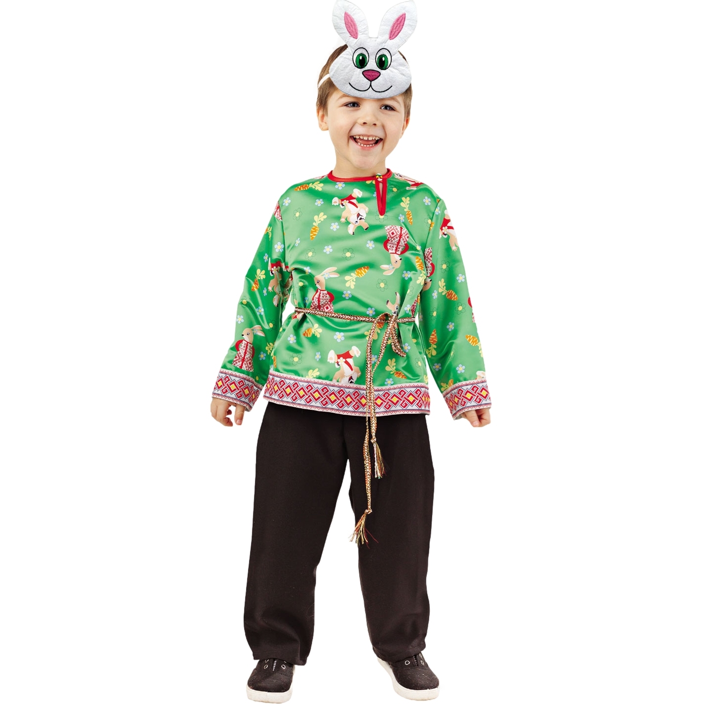 Карнавальный костюм "Заяц Митенька" (рубашка,брюки,маска,пояс) размер 110-56
