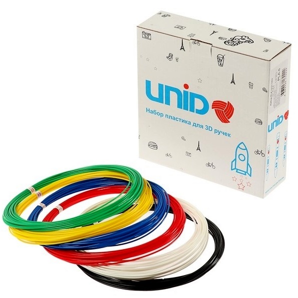 Пластик UNID PLA-6 для 3Д ручки (6 цветов, по 10 метров) 1396089
