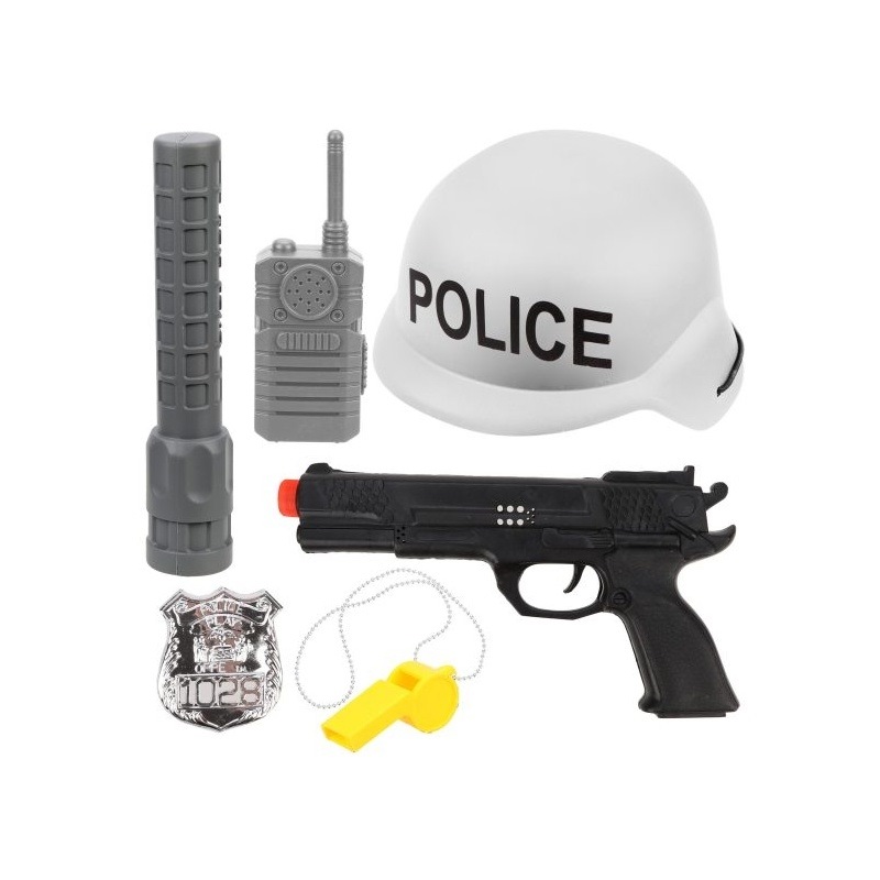 Игр.набор Полиция, пистолет, значок, рация, фонарик, каска, пакет 88565