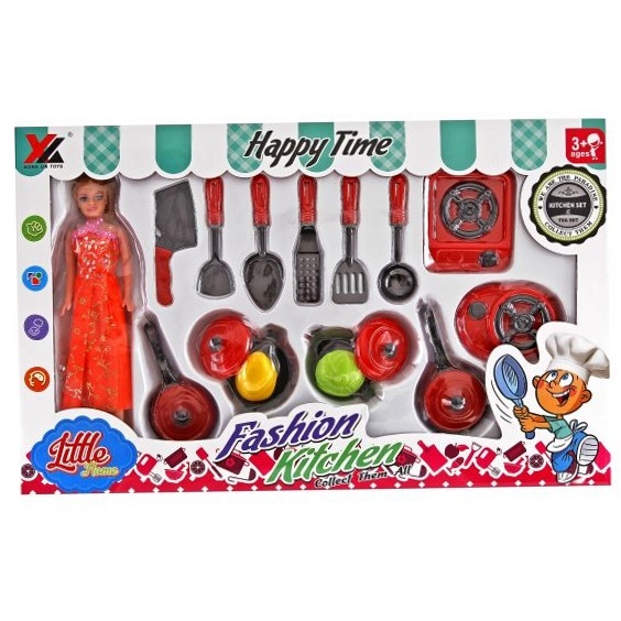 Игровой набор "Хозяйка кухни" (кукла, 14 предметов) 6685