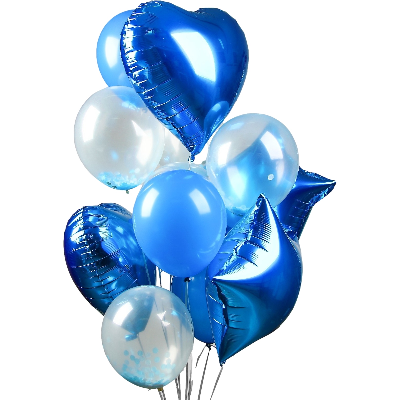Букет из шаров "романтика", фольга, латекс, синий, набор из 14 шт. 3734616