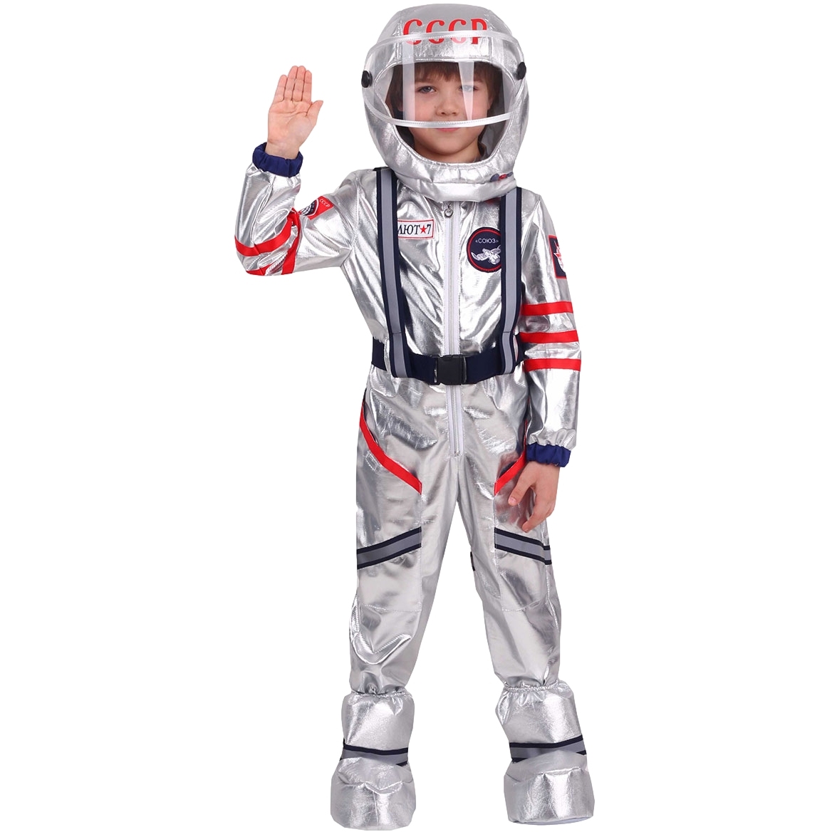 Карнавальный костюм "космонавт" (комбинезон, шлем, ремень, пмочи, сапоги) размер 122-64