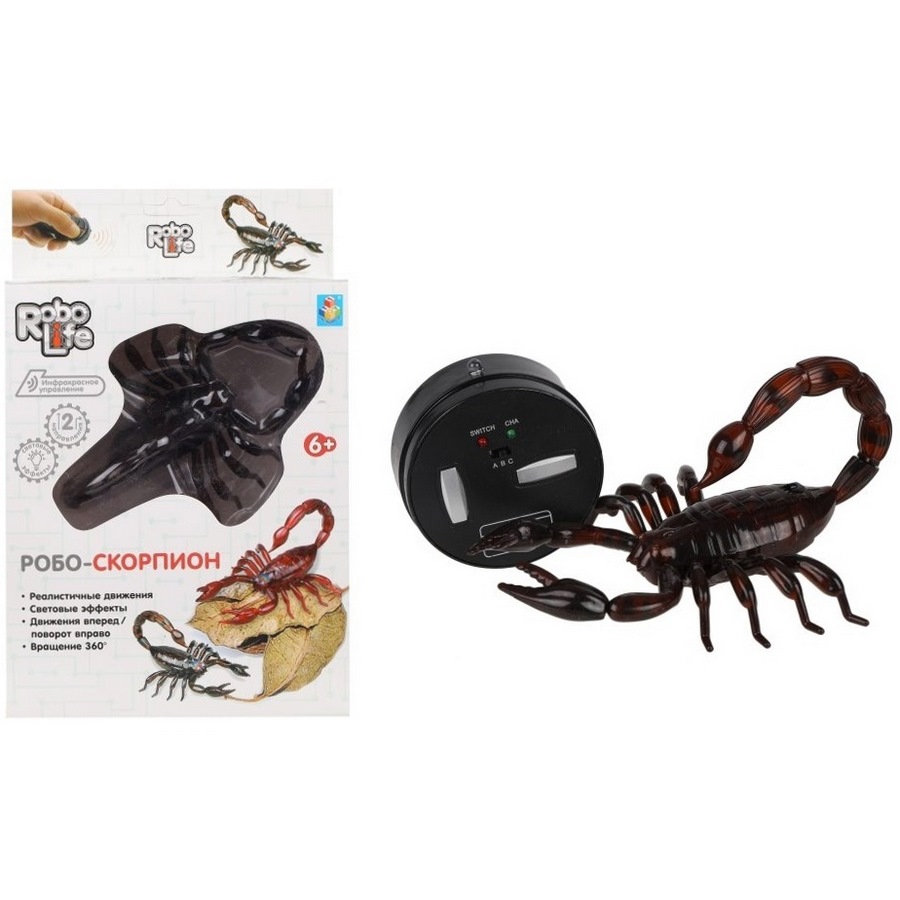 Робо-скорпион с пультом (коричневый, свет, 14х10 см)