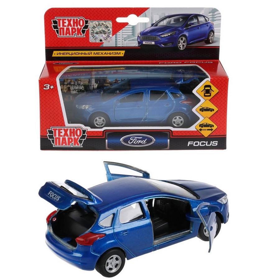 Машина Технопарк Ford Focus хэтчбэк (синий, 12 см)