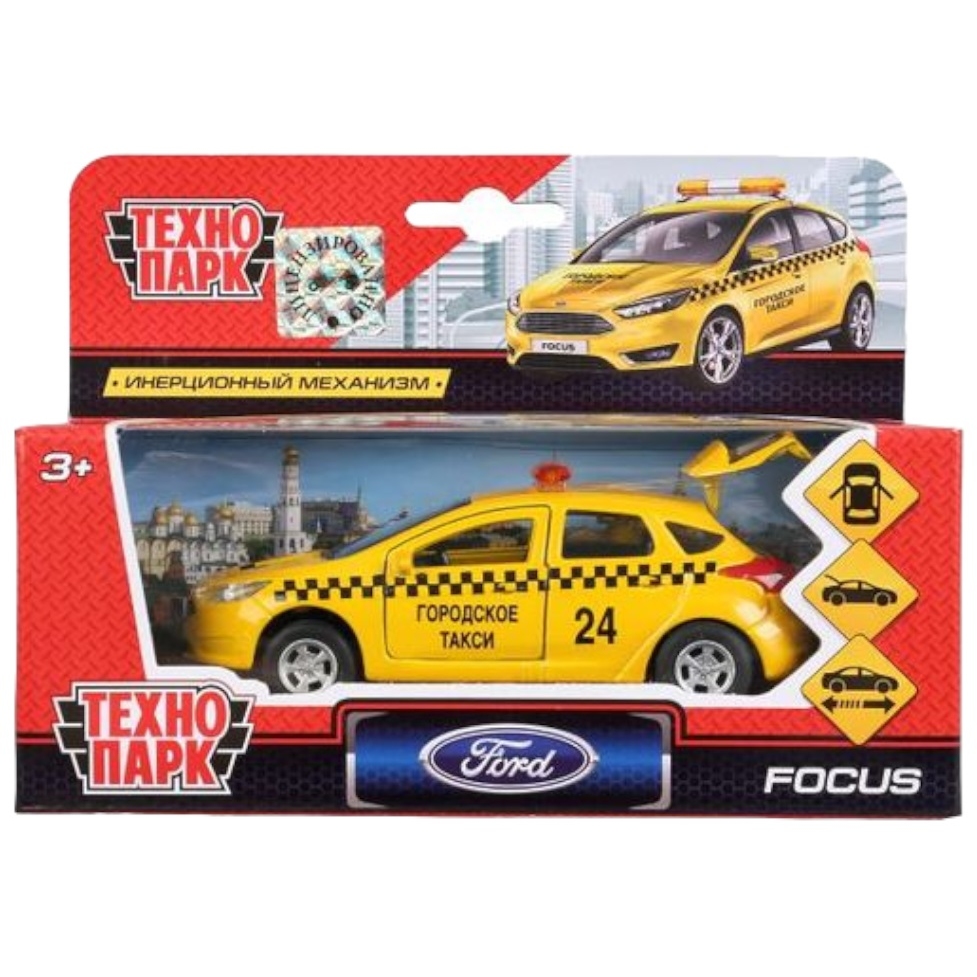 Машина Технопарк Ford Focus хэтчбэк Такси (12 см)