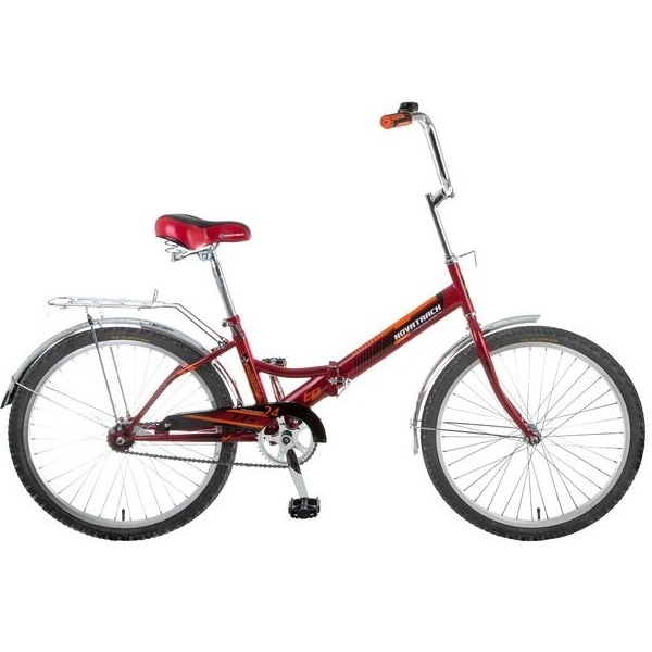 Велосипед 24" Novatrack (красный, складной, багажник)