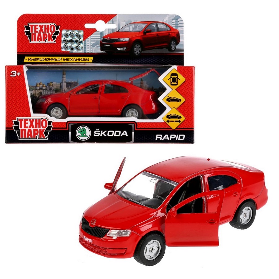 Машина Технопарк Skoda Rapid (красная, металл, 12 см)