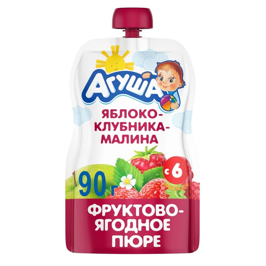 Пюре "Агуша" Я сам яблоко-клубника-малина (90 г.)