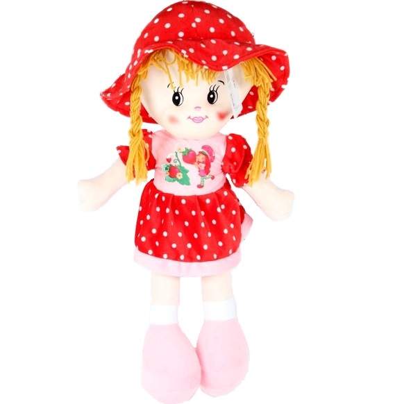 Игрушка мягконабивная кукла в платье с рисунком №1, 4 цв. (v1877а) (17х55х12 см.)