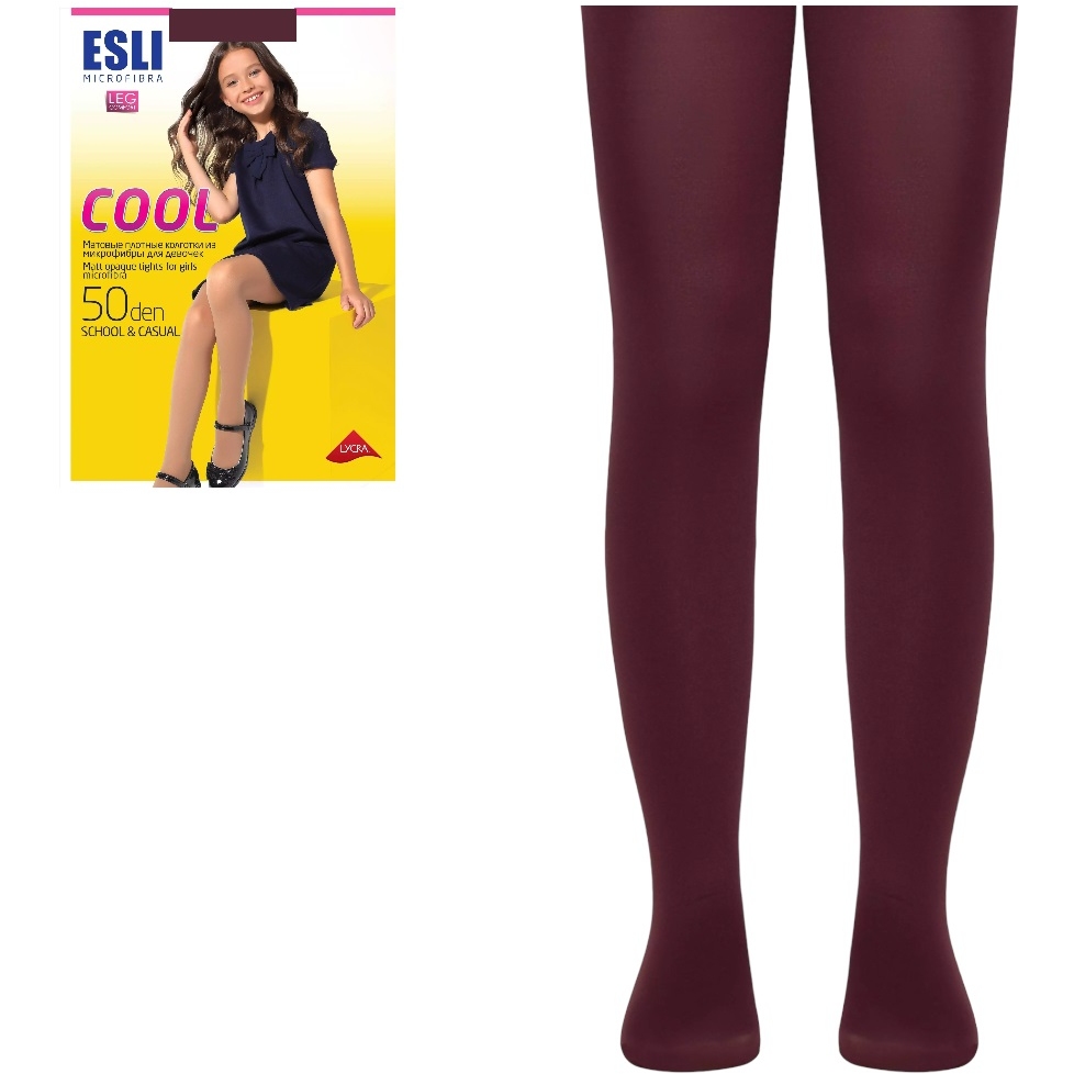 Колготки дет 128-134 cool 50( 90% п/а,10% эл)/колготки дет без шортиков./esli дет. Bordo 16С-57СПЕ