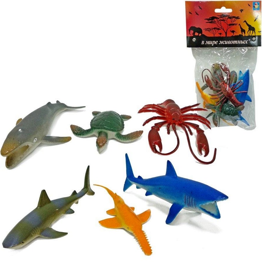 1toy "в мире животных" наб.игр.морских животных 6 шт х 10 см. в упаковке пвх с хедером