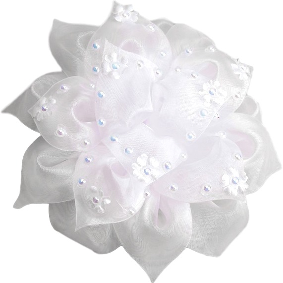 Бант для девочек с резинкой "жемчужная лилия", с белым декором, 16 см 3347002