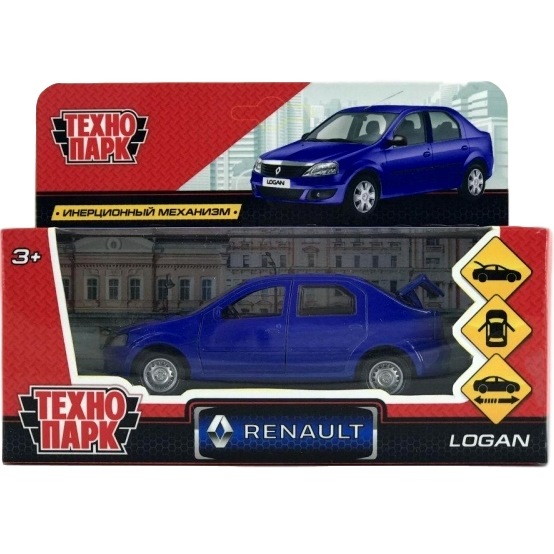 Машина Технопарк Renault Logan (синий, 12 см)