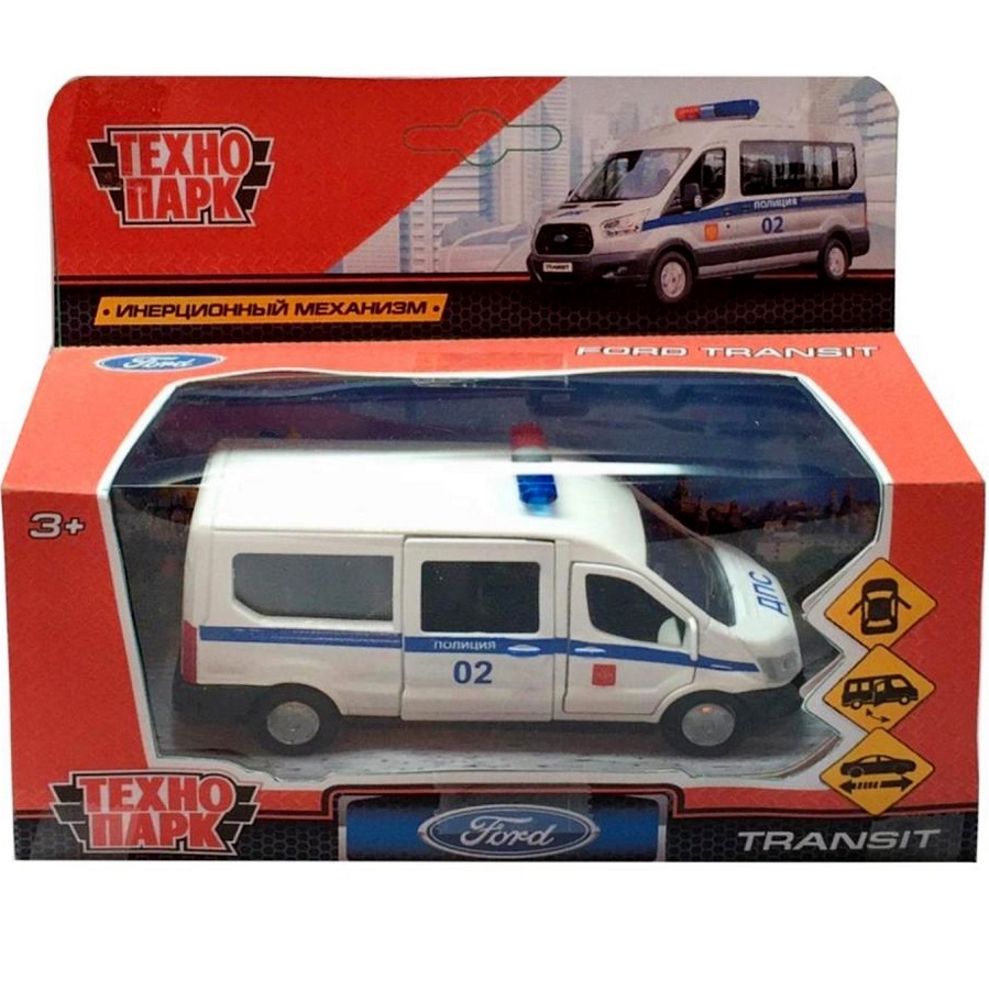 Машина "Технопарк" Ford Transit Полиция (металл, 12 см)