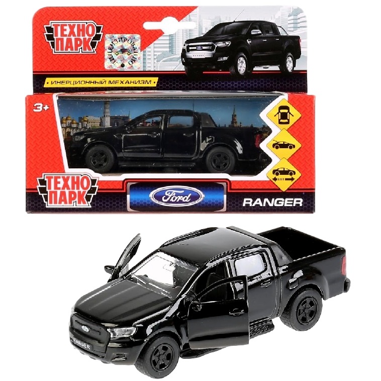 Машина Технопарк Ford Ranger Пикап (черный, 12 см)