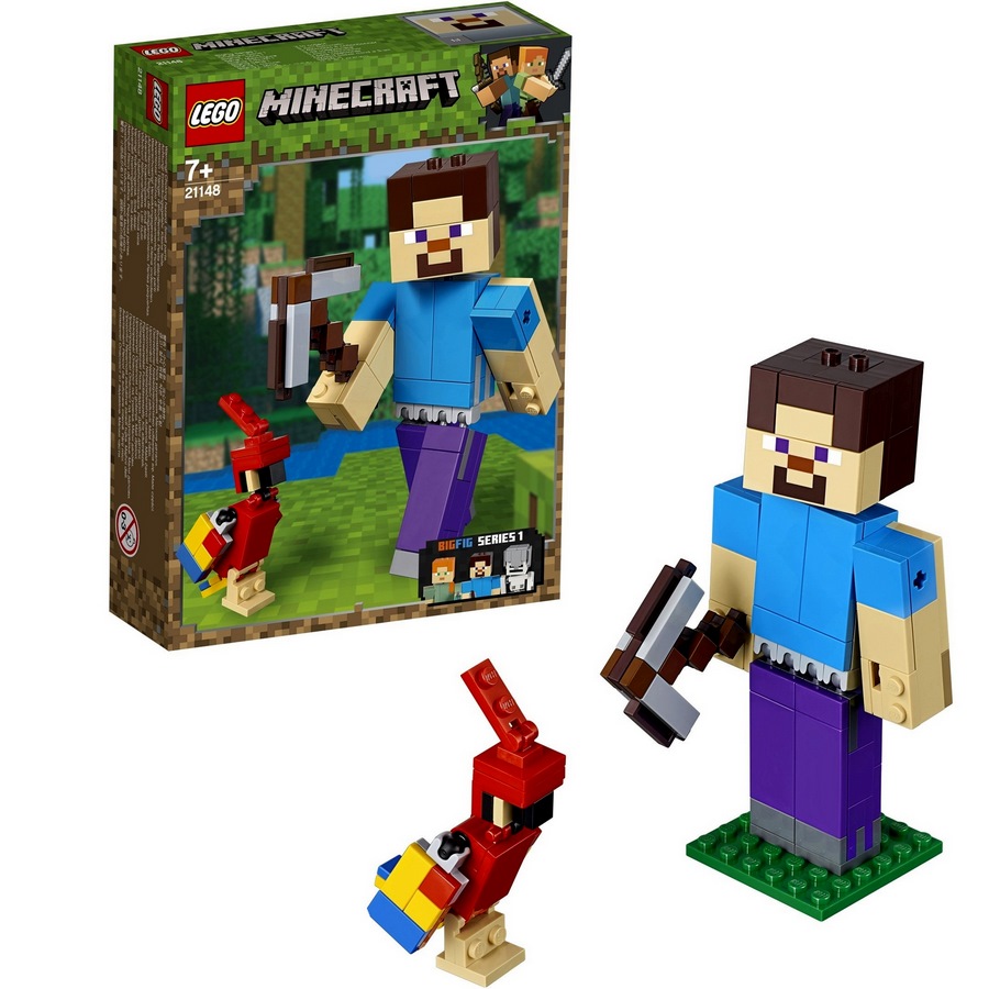 Лего Minecraft Стив с попугаем (большие фигурки)